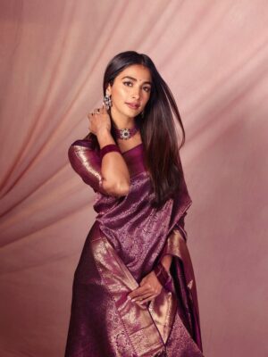 Pooja Hegde Ma’am Inspired Kanchipuram Softsilk Saree