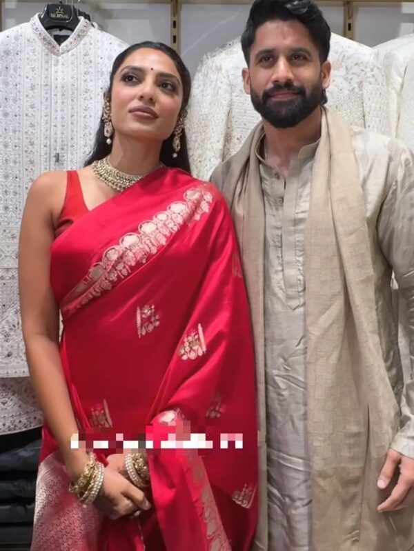 Nayanthara Ma’am Inspired Softsilk Banarasi Saree in Red Colour