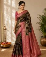 Black Gharchola Viscose Banarasi Saree – Traditional