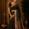 Black Banarasi Saree Katan Zari Party Wear