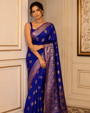 Royal Blue Banarasi Rich Pallu Bridal Saree