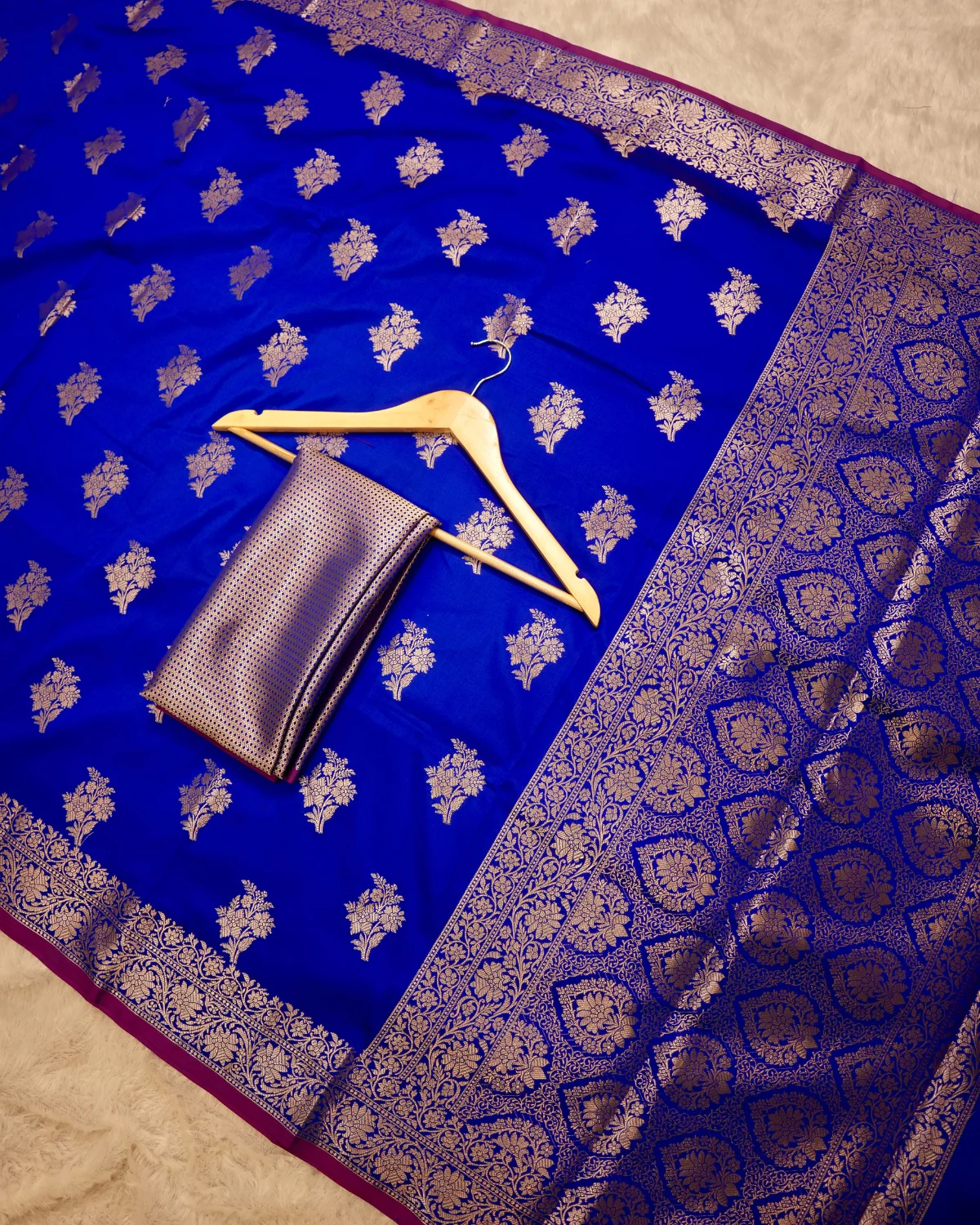 Royal Blue Banarasi Rich Pallu Saree – Wedding - Image 2