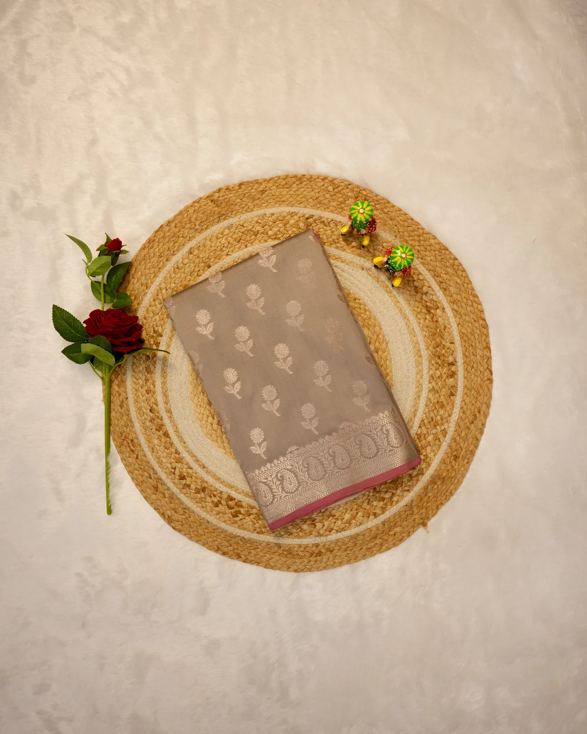 Choco Brown Banarasi Buti Saree – Traditional - Image 4