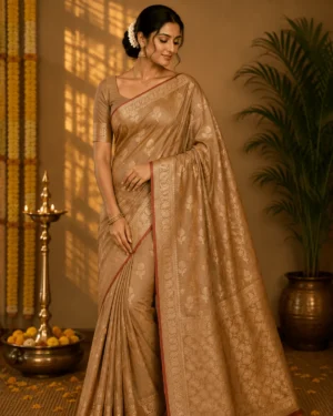 Choco Brown Banarasi Buti Saree – Traditional