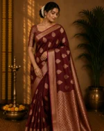 Chocolate Brown Viscose Silk Saree – Partywear