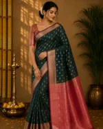 Dark Green Banarasi Silk Saree – Traditional