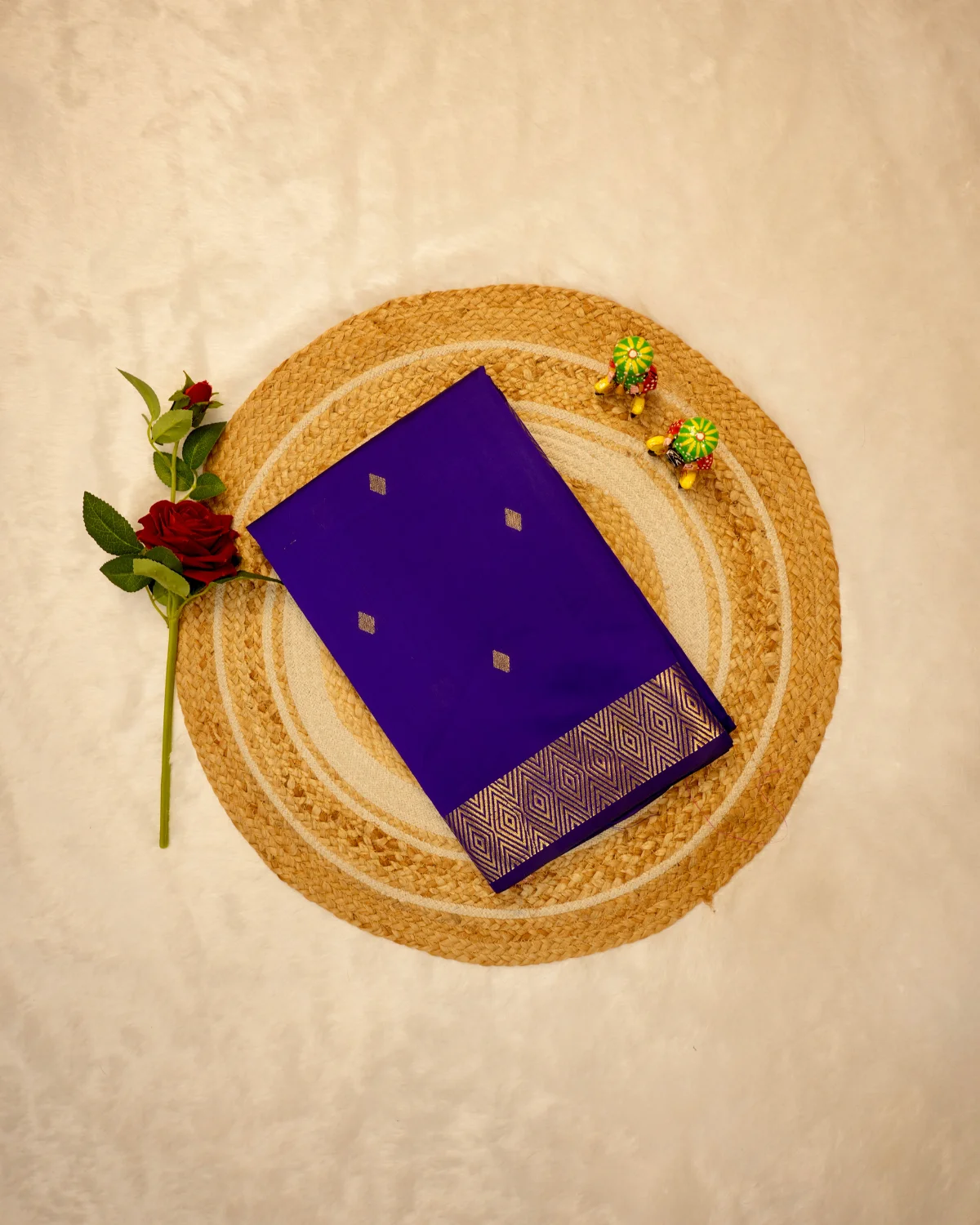 Indigo Blue Chanderi Silk Saree – Traditional - Image 3