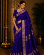 Indigo Blue Chanderi Silk Saree – Traditional