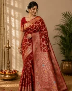 Maroon Suta Cotton Banarasi Saree – Partywear