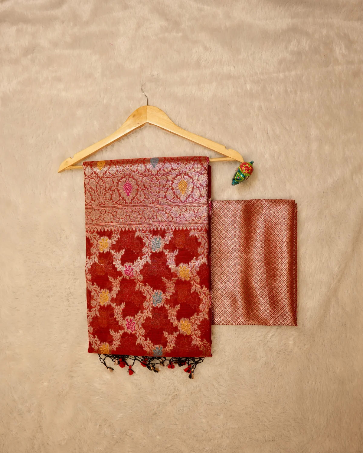 Maroon Suta Cotton Banarasi Saree – Partywear - Image 3