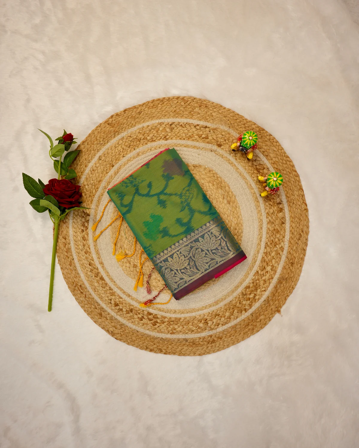 Pista Green Ikkat Silk Saree – Traditional - Image 4
