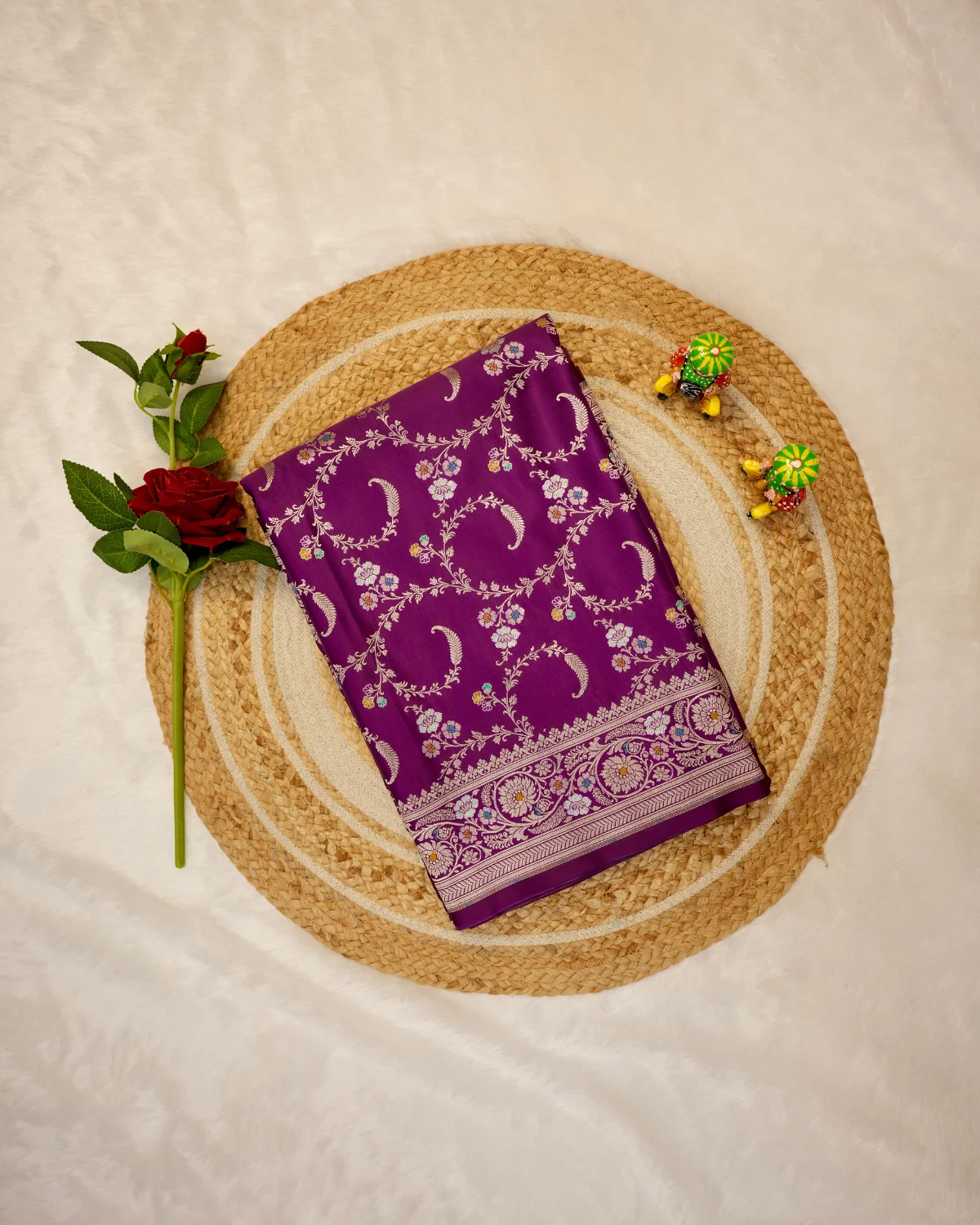 Purple Katan Banarasi Saree – Partywear - Image 4