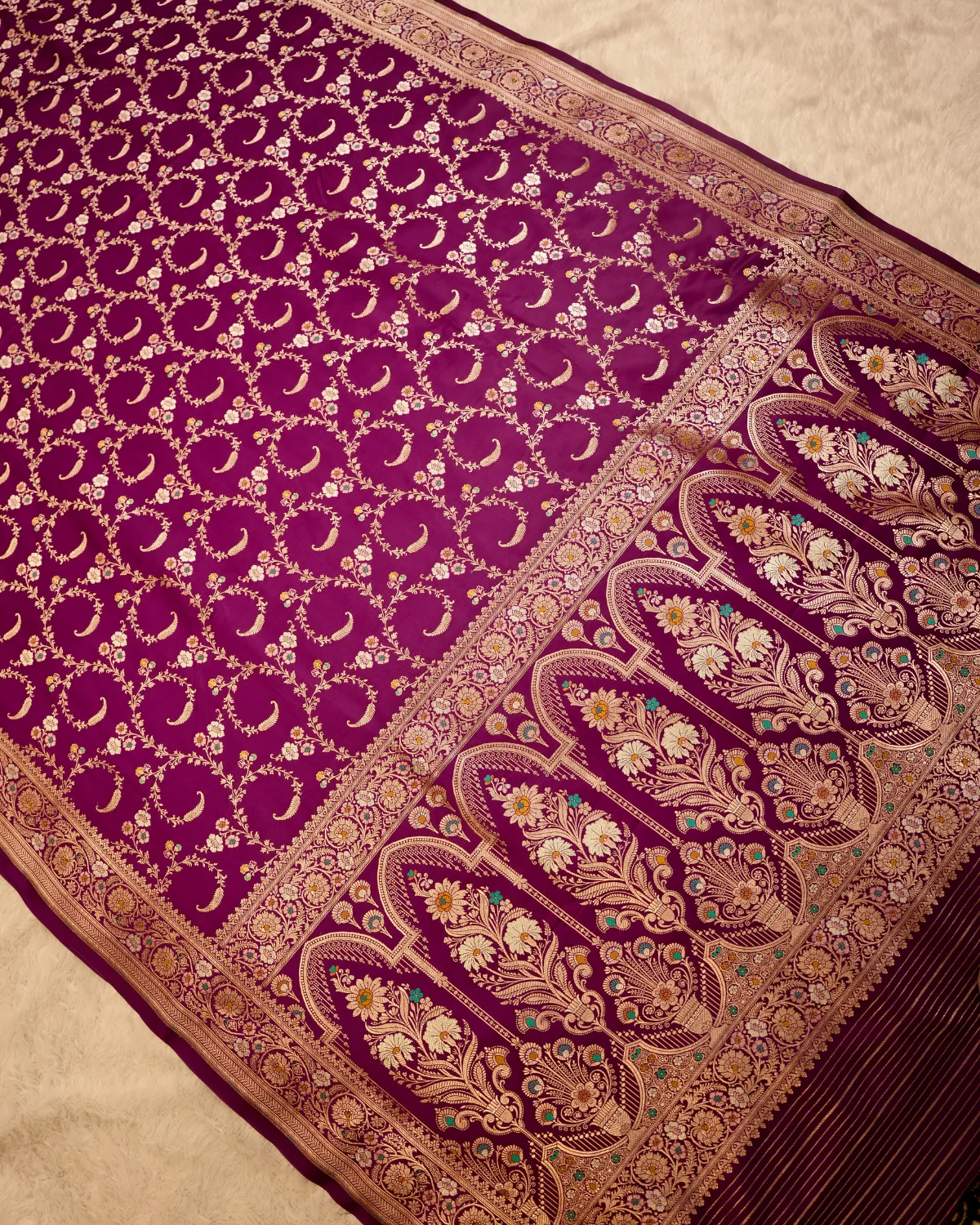 Purple Katan Banarasi Saree – Partywear - Image 2