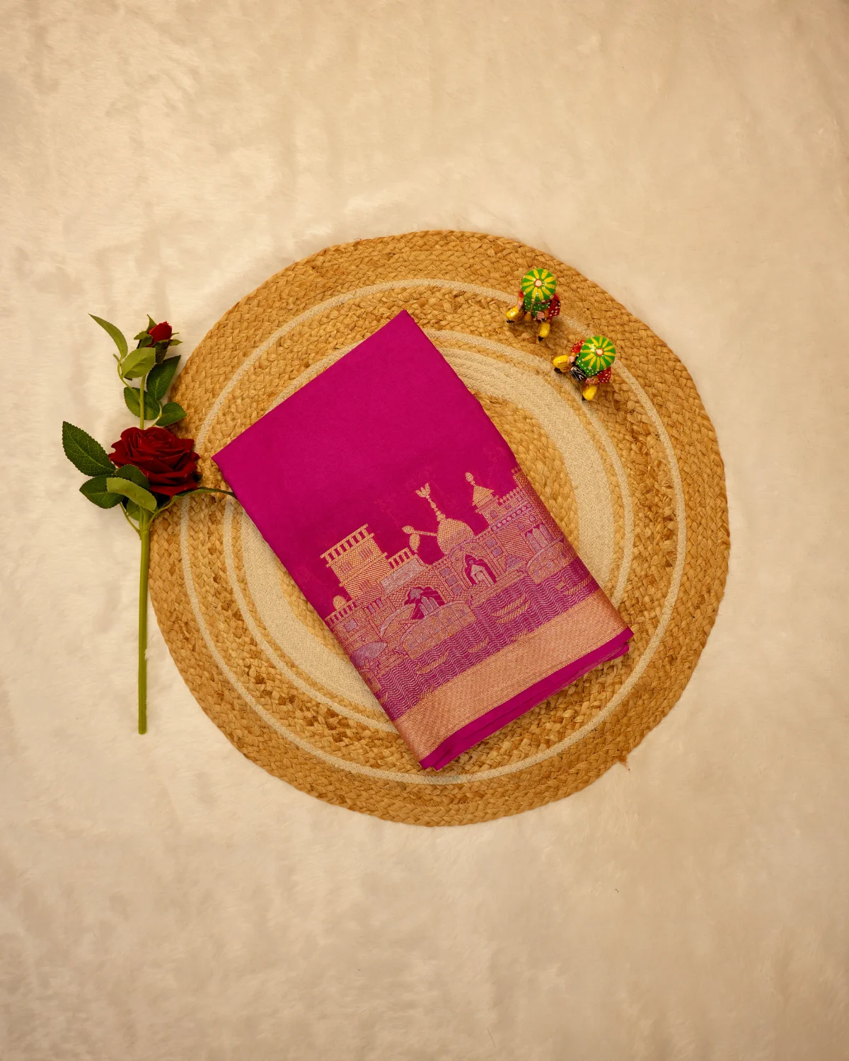 Rani Pink Chanderi Silk Saree – Traditional - Image 4