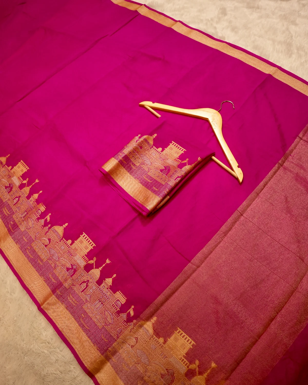 Rani Pink Chanderi Silk Saree – Traditional - Image 2