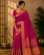 Rani Pink Chanderi Silk Saree – Traditional
