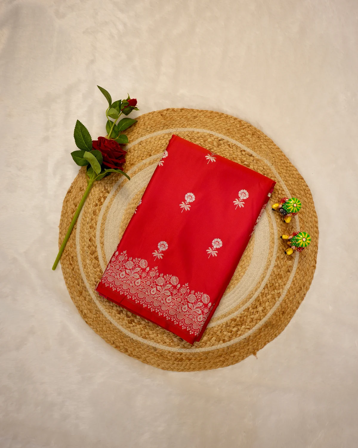 Red Katan Banarasi Zari Saree – Wedding - Image 4