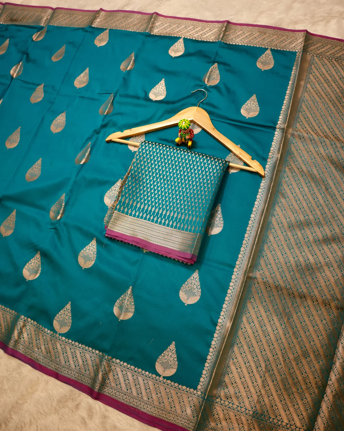 Sea Green Viscose Banarasi Saree – Partywear - Image 4