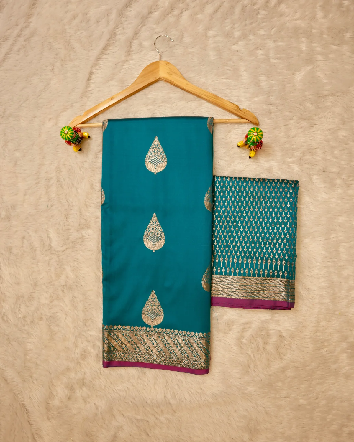 Sea Green Viscose Banarasi Saree – Partywear - Image 2
