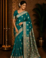 Teal Green Katan Pattu Bridal Saree